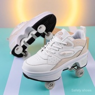 Deformation Shoes Roller Sneakers With 4 Wheels Skates Adult Kids Runaway Parkour Wheels Shoes For W