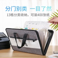 File Bag A4 Canvas Accordion Bag Folder Multi-Layer Student Portable Information Book Large Capacity Paper for Junior High School Students Multi-Functional Organizing Artifact Classification Paper Folder Transparent Insert Storage Bag