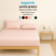 Quality Soft Plain Silk Fitted Sheet Satin Bed Cover Bedsheet Single Queen King Cadar Getah Keliling