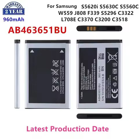 Brand New AB463651BU Battery For Samsung S5620i S5630C S5560C W559 J808 F339 S5296 C3322 L708E C3370