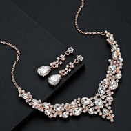 Fashion Crystal Necklace Earring Set Bridal Wedding Dress Dinner Wedding Jewelry Female Jewelry26071