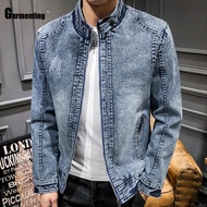 ZH【 Ready Stock】Garmenting Men Demin Jackets Trendy 2021 Autumn Winter Mandarin Collar Outerwear Zip