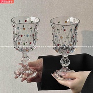 [IN STOCK] European Retro Polka Dot French Color Dot Goblet Glass Glass Wine Goblet Goblet Goblet Go