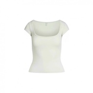 Skims COTTONJERSEYSCOOPNECKT-SHIRT Square Neck French Short Sleeve T-SHIRT