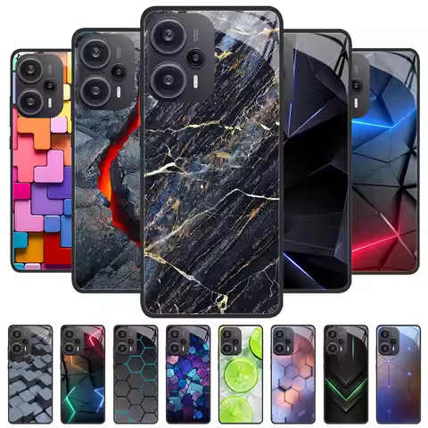 Tempered Glass Phone Case For Xiaomi Poco F5 5G F5Pro Cover Poco F5 Pro Redmi Note 12S 12C 12 Pro 4G