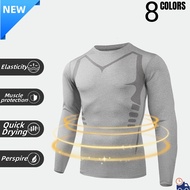 men shirt long sleeve top dri fit t shirt sports compression quick dry shirt gym fitness running top