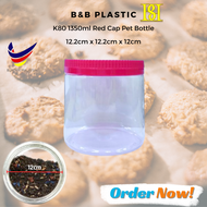 K2 / K80 / K400 / K3400 800ml - 3400ml Red Cap Pet Bottle / Balang Kuih Raya / 红盖饼罐 - B&B Plastic
