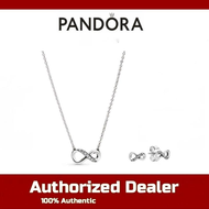 【100% Genuine】Pandora Shiny Eternal Symbol Necklace Earrings 925 Sterling Silver