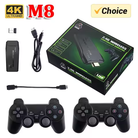M8 Pro 4K HDMI Game Stick 64GB - Dual 2.4G Controllers w/ 0ms Delay for PC/TV Gaming