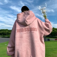 Suede Hooded Sweatshirt Men's 2024 Spring Thin Style Street Wear oversize Couple Pullover Jacket bgt