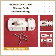 GRENDEL PINTU PVC SLOT KAMAR MANDI (INCLUDE SEKRUP)