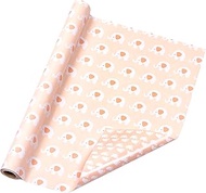 Holijolly Reversible Baby Shower Wrapping Paper Elephant Footprint in Pink for Baby Girls 17 Inches
