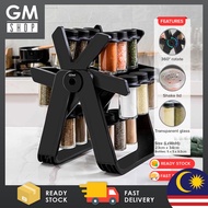 GMshop Ferris Wheel Rotatable Glass Seasoning Rack Set Seasoning Spice Jar 18 Cans Rak Berputar Peny