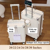 Aluminum Frame Luggage 20/22/24/26/28/30 Inches Travel Bag Hand Carry Luggage Anti Theft Lock & Cup 