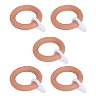 5pcs Wooden Curtain Rings Hanging Circles Curtain Rings Wood Roman Rod Rings