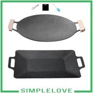 [Simple] Korean BBQ Pan BBQ Griddle Cookware Barbecue Grill Griddle Pan for Camping Hiking Stovetop Backpacking Accessories