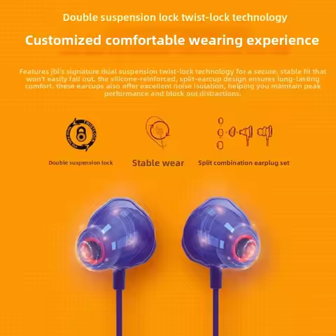 JBL Quantum 50 Wired Gaming In Ear Headphones, Twistlock Secure Fit, QuantumSOUND, Built-in Mic, Mul