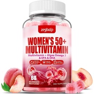 Sugar-Free Ladies Multivitamin 50+Gummies Containing Calcium, Magnesium, Zinc, Vitamin A, C, D3, E, 