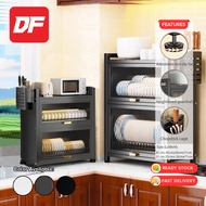 Df.Os 45cm/55cm 2 Layer Dish Drying Kitchen Rack with Drain Tray Utensil Organizer Rak Pinggan Denga