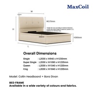 MAXCOIL Collin Headboard + Bora Divan Storage Bed