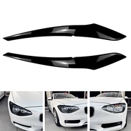 ^new^ 2Pc Glossy Black Car Front Headlight Eyebrow Eyelid Cover for BMW 1 Series F20 F21 Standard Pr