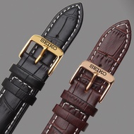 Ready Stock Fast Shipping SEIKO SEIKO Original Watch Strap Genuine Leather Bracelet Cowhide Crocodile Pattern Pin Buckle 18 20 21 22 24mm