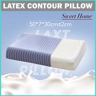 Latex Contour Pillow Stripes Pattern Cotton Pillow Natural Latex  Ergonomic Contour Bolster 30X50cm