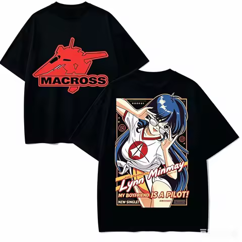 Macross Anime Lover T-shirt Harajuku Cotton New Model High Street Retro Fashion Oversized Unisex hot
