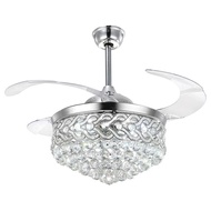 Silver Gold Crystal Fan Light 42inch Remote Control 90-240V Light Luxury Crystal Fan Chandelier Design LED Ceiling Fan L
