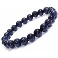 Dark Blue Goldstone Bracelets (21 crystal beats 7mm) with stary glittering quarts