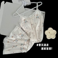 Lace Sling Nightdress Comfortable Pajamas Loungewear (with Chest Pad)