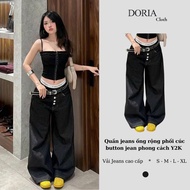 Doria men's and women's denim wide-leg jeans with buttons Qjean5cuc732_P8K3.