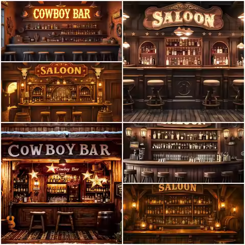 Western Cowboy Bar Party Supplies Boy Vintage Whiskey Win Photography Background Living Room Garage 