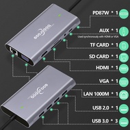 GOOJODOQ 11 in 1 Multiple USB Hub 3.0 Port Type C Adaptor for Macbook Laptop HDMI PD Charger Audio V