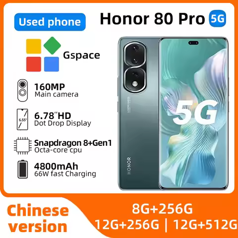 Honor 80 Pro Smart Phone CPU Snapdragon 8+Gen1 6.78inch OLED 120HZ Screen 160.0MP Camera OTA Android
