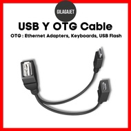 OTG Cable | 2 In 1 OTG Micro USB Power Y Splitter USB Adapter to Micro 5 Pin Male Female Cable | USB