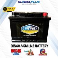 (Delivery & Installation @ Ambil Sendiri Di Kilang)Otopower DIN60 AGM LN2 Battery - For Advanced Sto