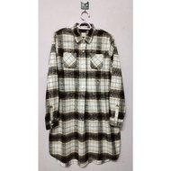 Brand New - Giordano Women Thick Flannel Plaid Shirt Dress