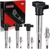 FAERSI Ignition Coil Pack and Spark Plugs Set of 4 U504 UF50 UF50T UF523 UF538 UF539 UF566 UF588 UF6