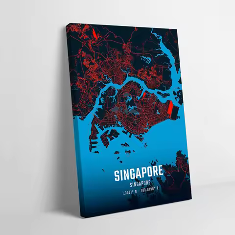 Singapore City Map Printing Poster Customizable Pictures Wall Art Canvas Painting Gift for Living Ro