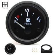 FANTUDZ 2" 52mm Fuel Level Gauge Car Meter White LED Light Black Rim Automotive Gauges 12V 240-33 Oh
