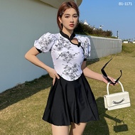Lady and the trim 81-171 Chinese Collar Skirt Swimsuit Bust 36-46 Inches