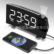 Amazon Cross-Border Hot Sale Radio Projection Alarm Clock LEDDisplay Electronic Clock Curved Screen Digital Alarm Clock