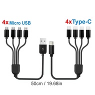 50cm USB C to Type C Multiple Charging Cable 20cm USB to 4 in 1 Micro USB Splitter Adapter Cable 5V 