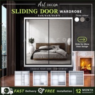 [FREE INSTALL] CUSTOM MIX Almari Baju Full Cermin /Mirror Wardrobe Sliding Door Anti Jump Mirror Cer