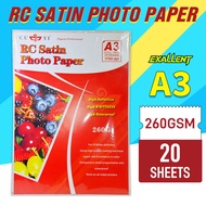 A3 Cuyi RC Rough Satin Photo Paper 260Gsm 20Sheets For Picture