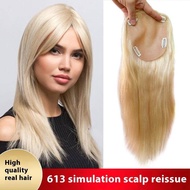 100% Human Hair Piece 613# Hair Topper Hair Replacement Cover White Hair Breathable And Lightweight 
