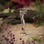 法國新藝術時期-上帝之手持花-雕塑銅鍍銀蠟封章