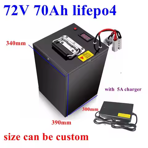 72V 70Ah lifepo4 battery Lithium Rechargeable BMS 24S deep cycle for 5000W bicycle bike scooter Moto