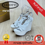 [🥇ของแท้100%🚛ส่งด่วน👠ส้น 5 นิ้ว] ZANOTTI รองเท้าส้นสูง รองเท้ารัดส้น รองเท้าส้นตึก รุ่น HW18021 หนัง